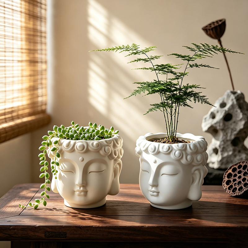 Buddha Head Shaped Resin Plant - Echeveria Succulent บทวิจารณ์และราคา