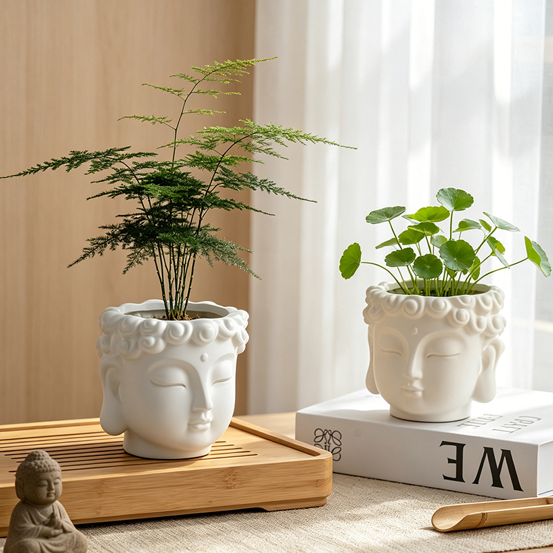 Buddha Head Shaped Resin Plant - Echeveria Succulent บทวิจารณ์และราคา