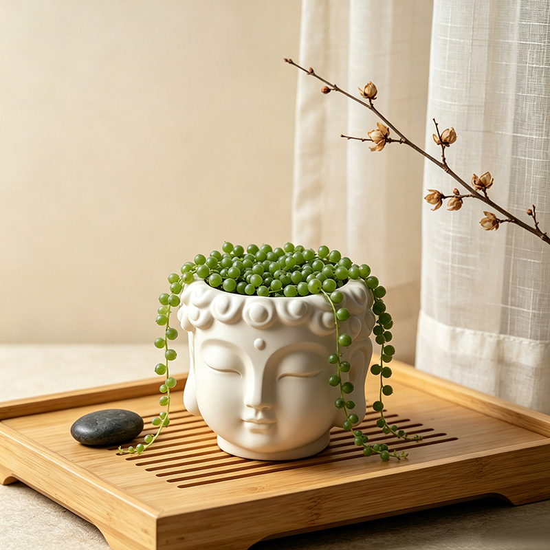 Buddha Head Shaped Resin Plant - Echeveria Succulent บทวิจารณ์และราคา