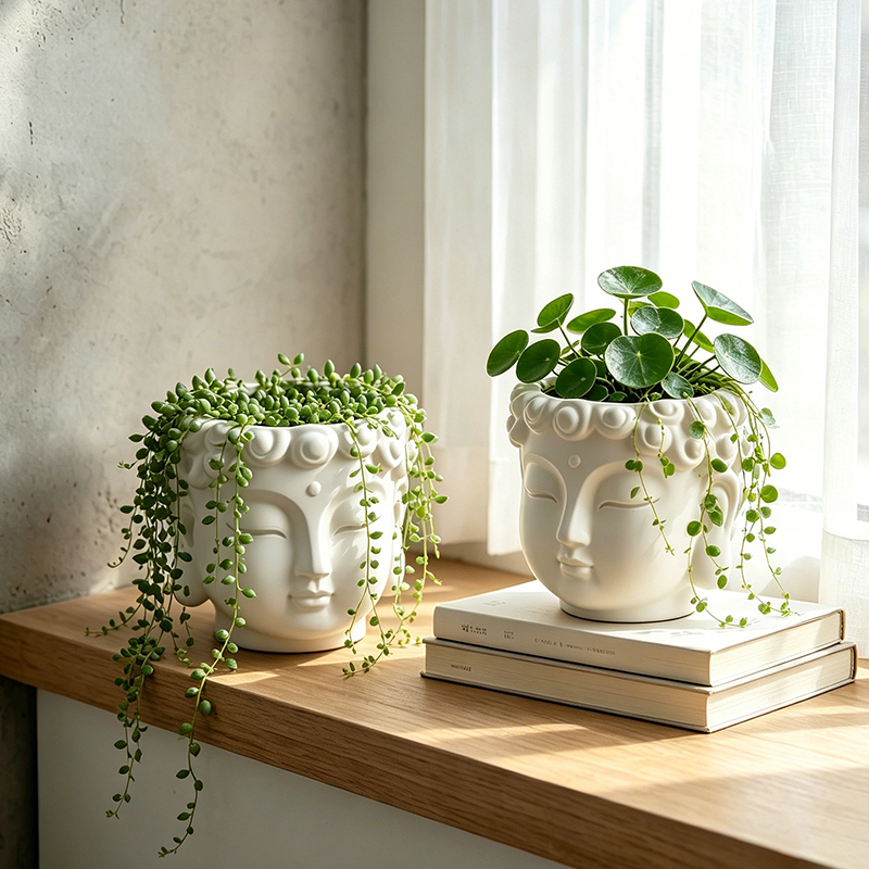 Buddha Head Shaped Resin Plant - Echeveria Succulent บทวิจารณ์และราคา