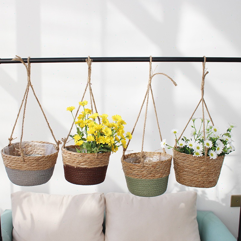 Straw Hanging Basket Flower Po - Spider Plant Hanging บทวิจารณ์และราคา