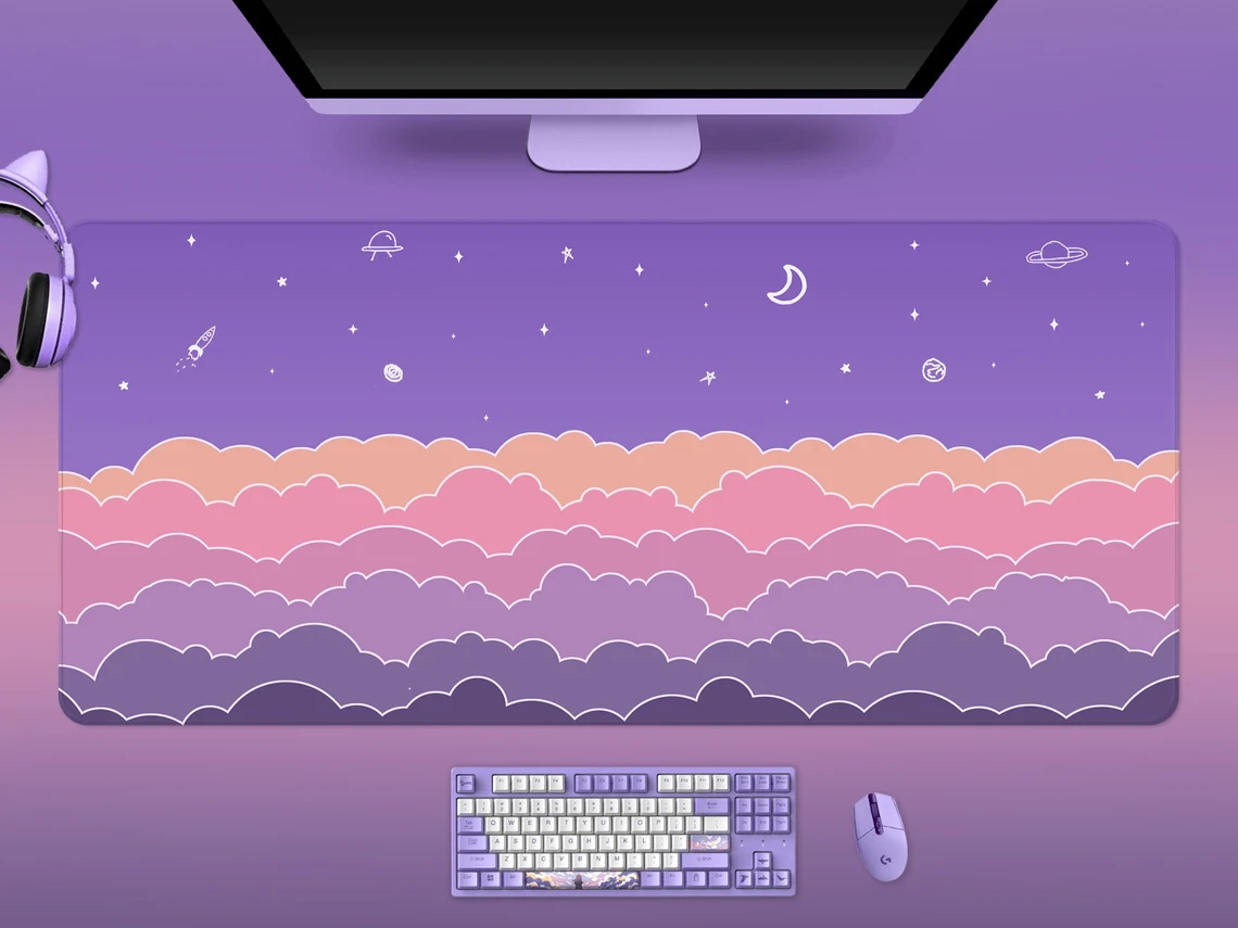Kawaii Deskmat purple Cute Mou - Tradescantia Purple บทวิจารณ์และราคา
